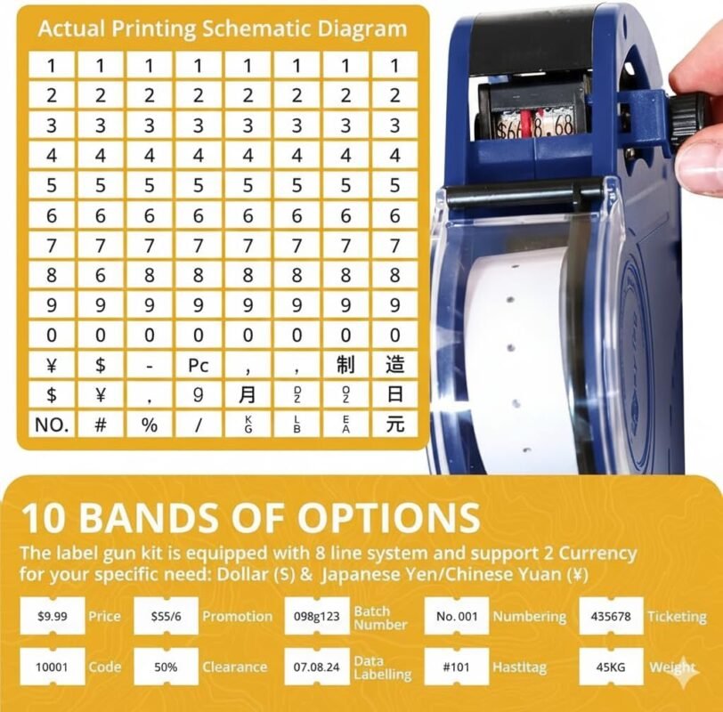 Easy Tag kit including price gun labels for MX 5500, 3 ink rollers and a scraper