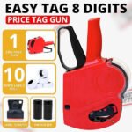 Easy Tag Price Gun, 8 Digits 5500EOS Pricing Gun with 5,000 White Label Stickers, 3 Ink Rollers, 1 Scraper, Price Guns for Retail, Yard Sale (Red) - Image 7