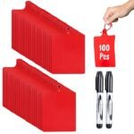 Easy Tag 100 PCS Plastic Tags for Labelling, Waterproof Tags for Outdoor Tagging, Zip Tie, Shipping, Storage Labels, Clothing, Moving Box for Organizing, Quality Writable Hang (Red)