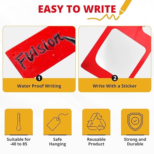 Easy Tag 100 PCS Plastic Tags for Labelling, Waterproof Tags for Outdoor Tagging, Zip Tie, Shipping, Storage Labels, Clothing, Moving Box for Organizing, Quality Writable Hang (Red) - Image 5