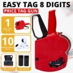 Easy Tag Price Gun, 8 Digits 5500EOS Pricing Gun with 5,000 White Label Stickers, 3 Ink Rollers, 1 Scraper, Price Guns for Retail, Yard Sale (Red) - Image 7